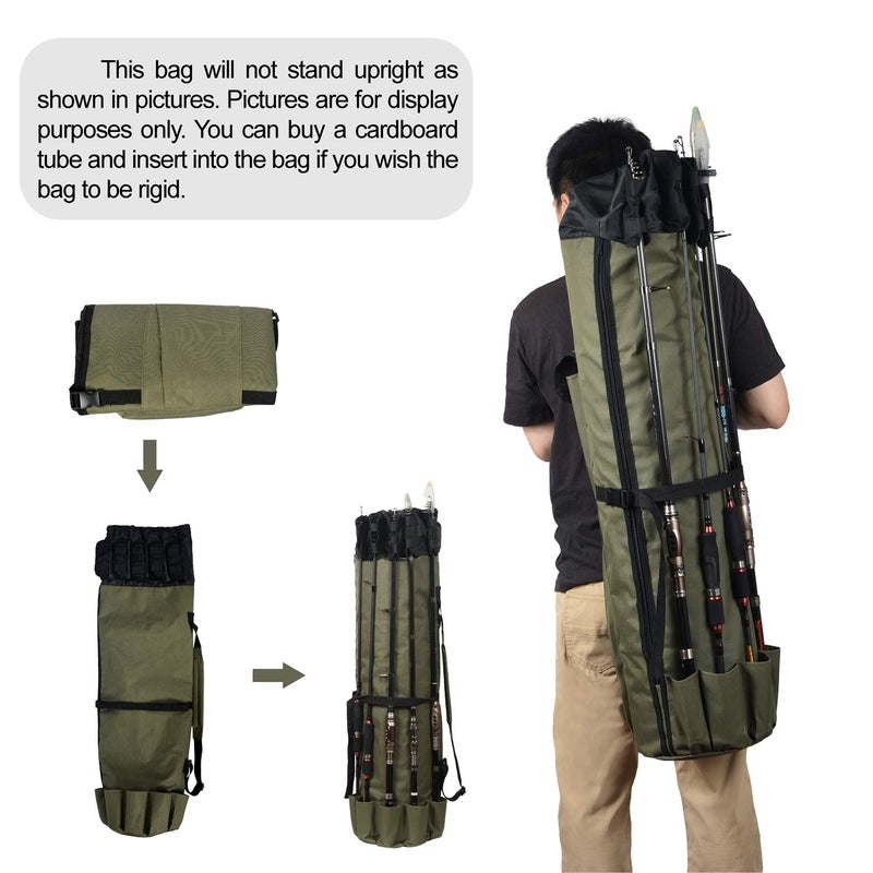 LEADALLWAY Fishing Rod Bag Durable Folding Oxford Fabric Fishing Tackle Carry Case Bag Multifunction Large Capacity Waterproof Fishing Rod Case Holds 5 Poles - Image 3